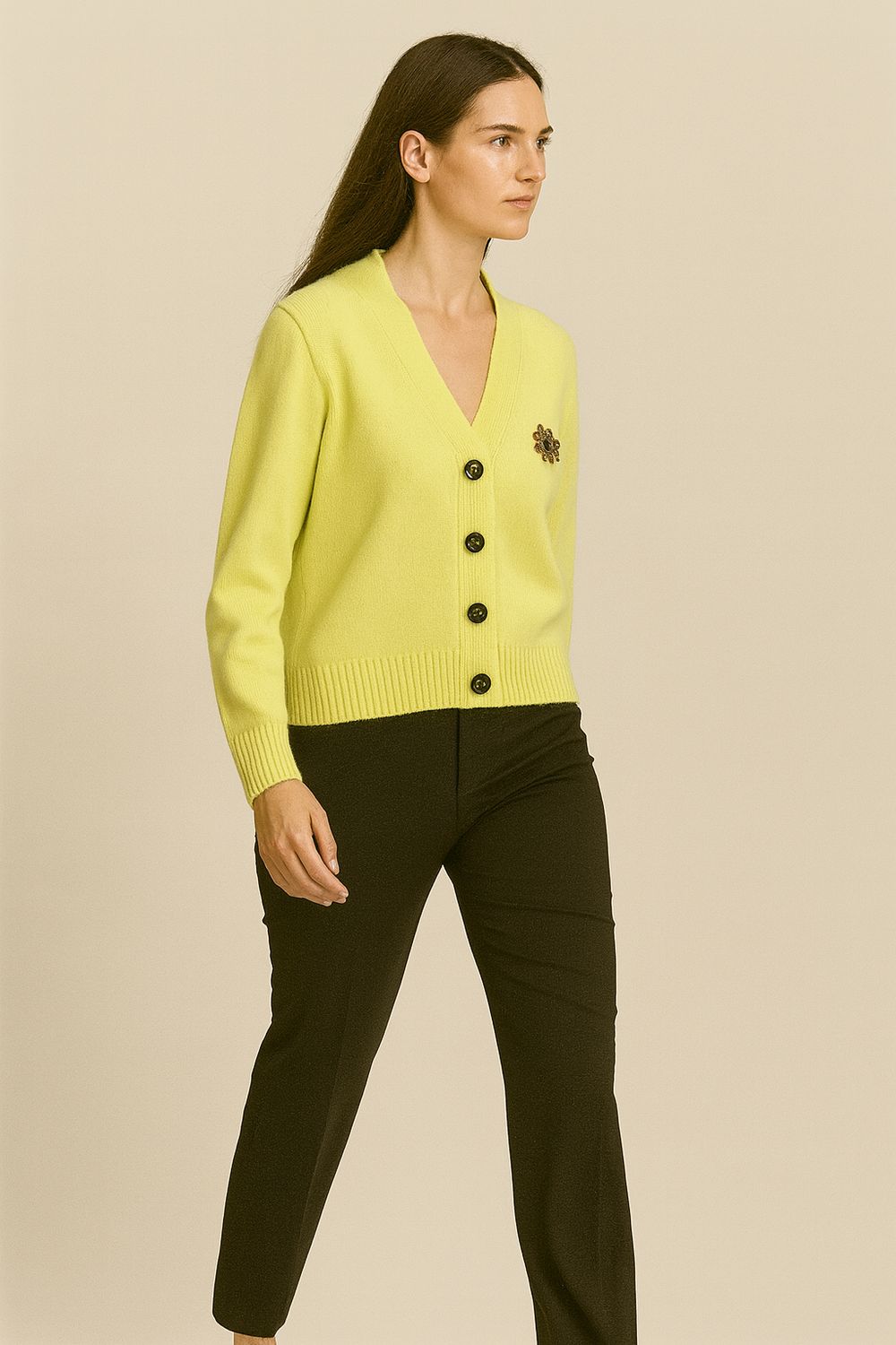 MOTEL - cardigan con spilla D82076 - lime MOTEL - cardigan con spilla D82076 - lime