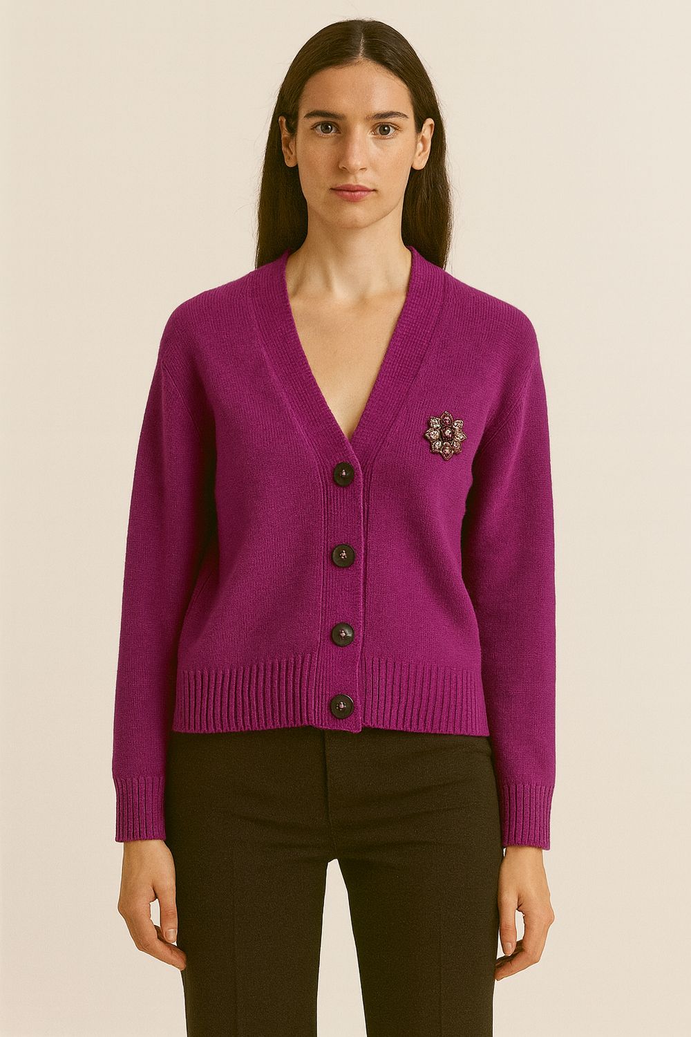 MOTEL - cardigan con spilla D82076 - fucsia MOTEL - cardigan con spilla D82076 - fucsia