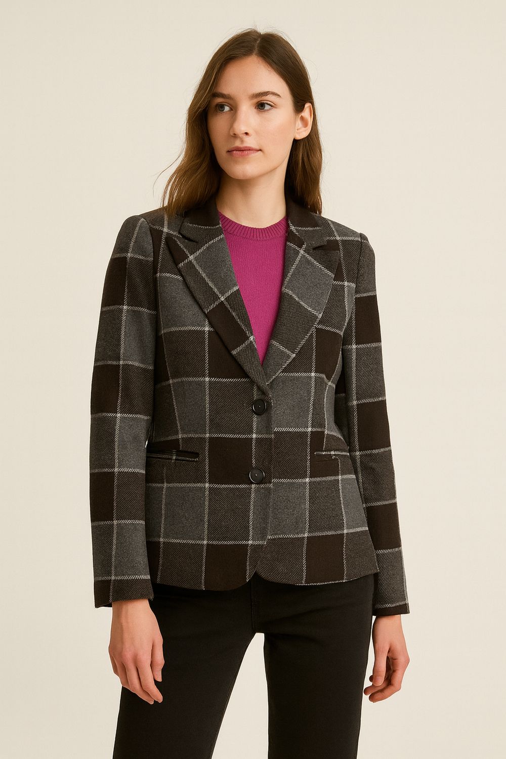 TENSIONE IN - giacca avvitata un petto 26B1505 - moro/grigio