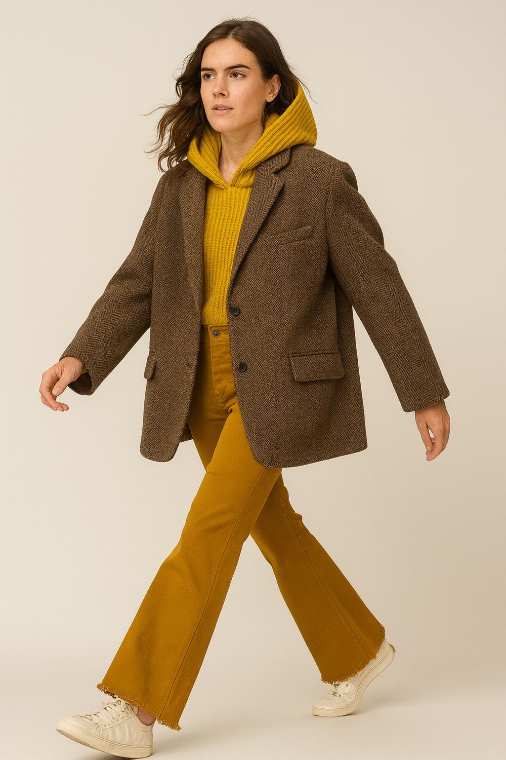 MOTEL - Pantalone a zampa elasticizzato PA5419/NC - ocra