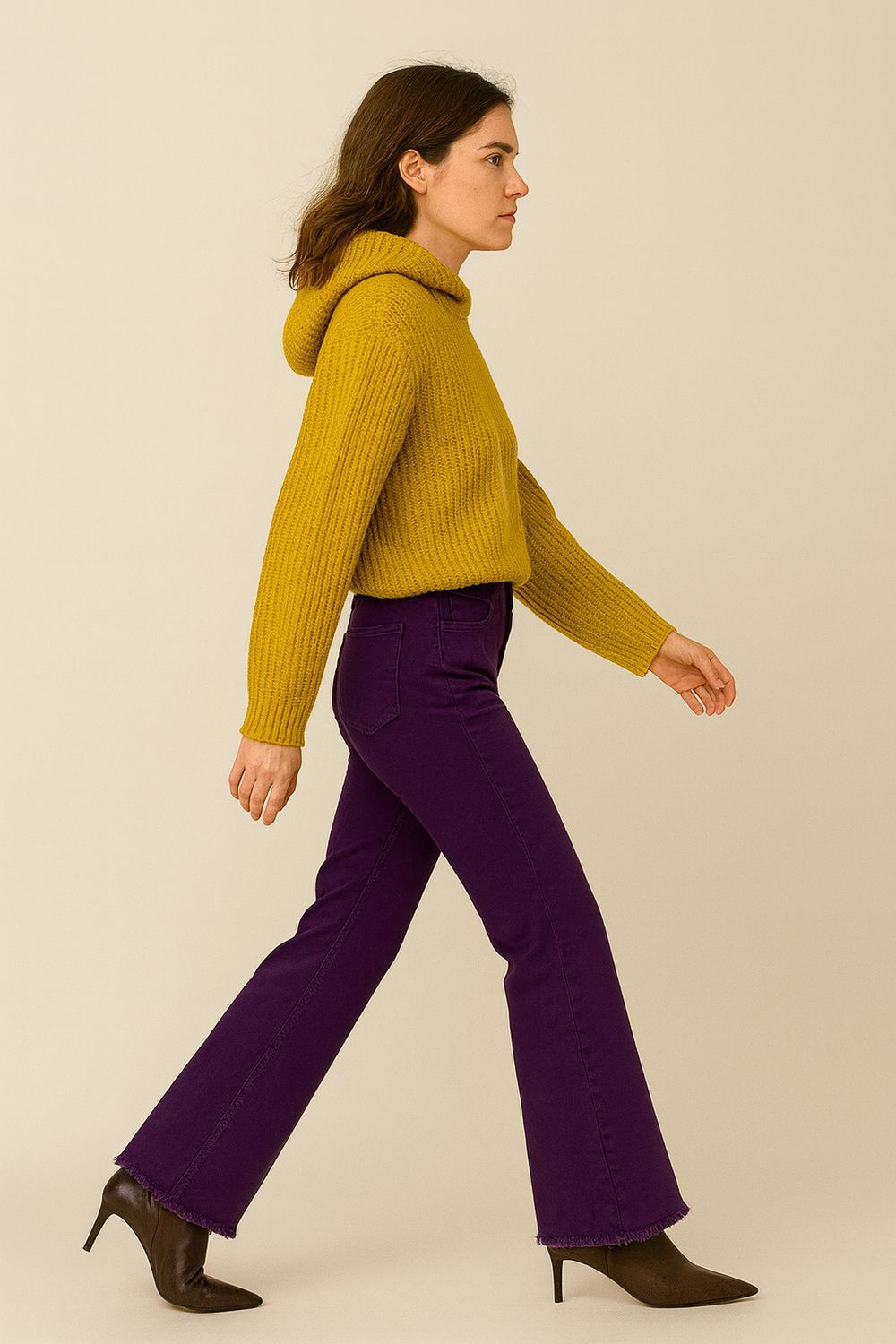 MOTEL - Pantalone a zampa elasticizzato PA5419/NC - Viola