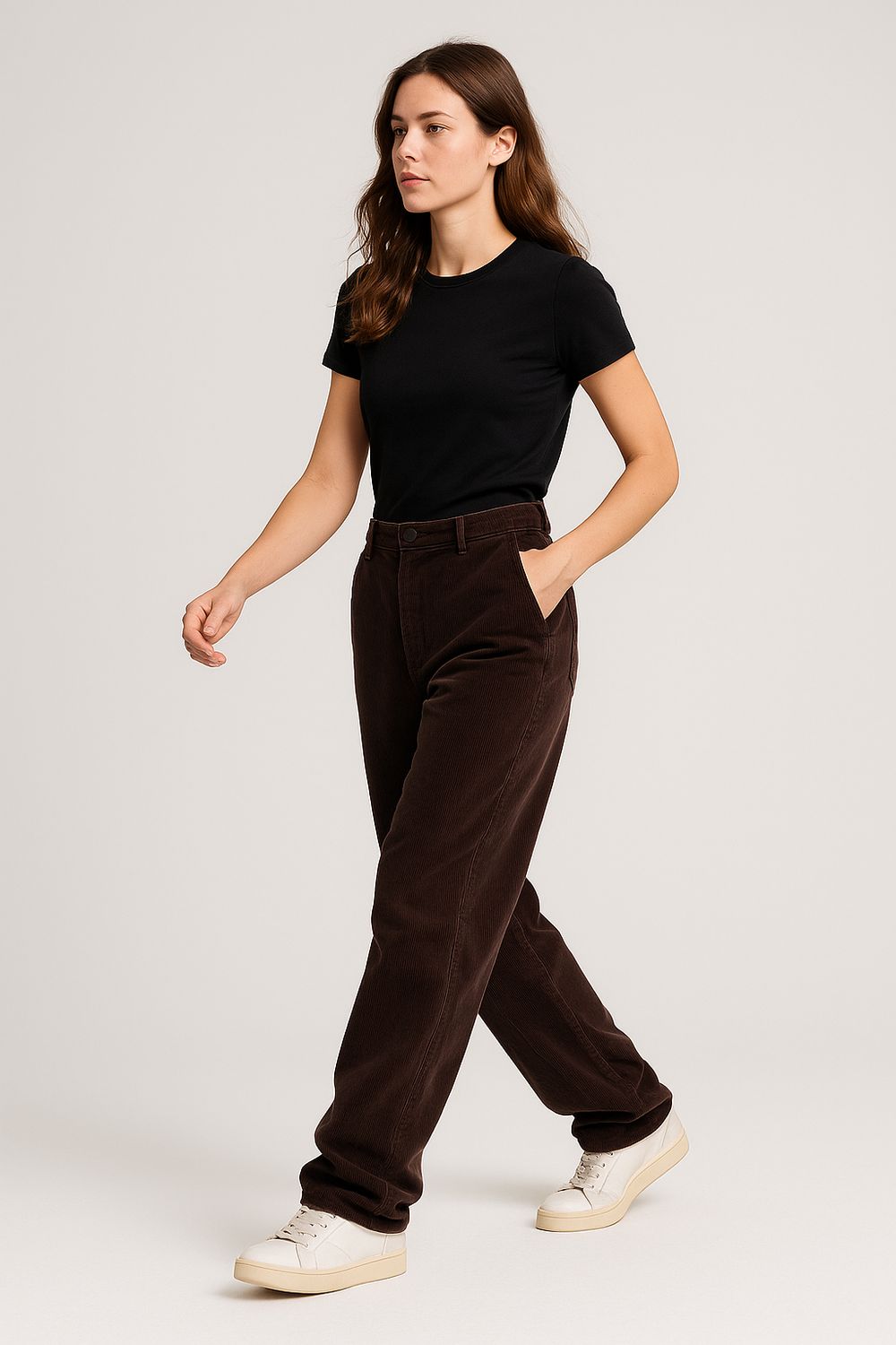 MOTEL - Pantalone in velluto, modello a banana W25PB42 - Moro