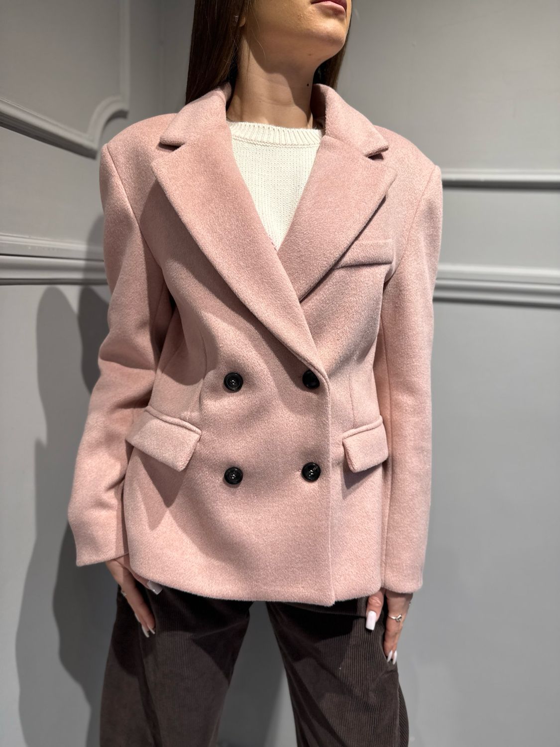 MOTEL - giacca cappotto doppiopetto avvitata 26B1444 rosa