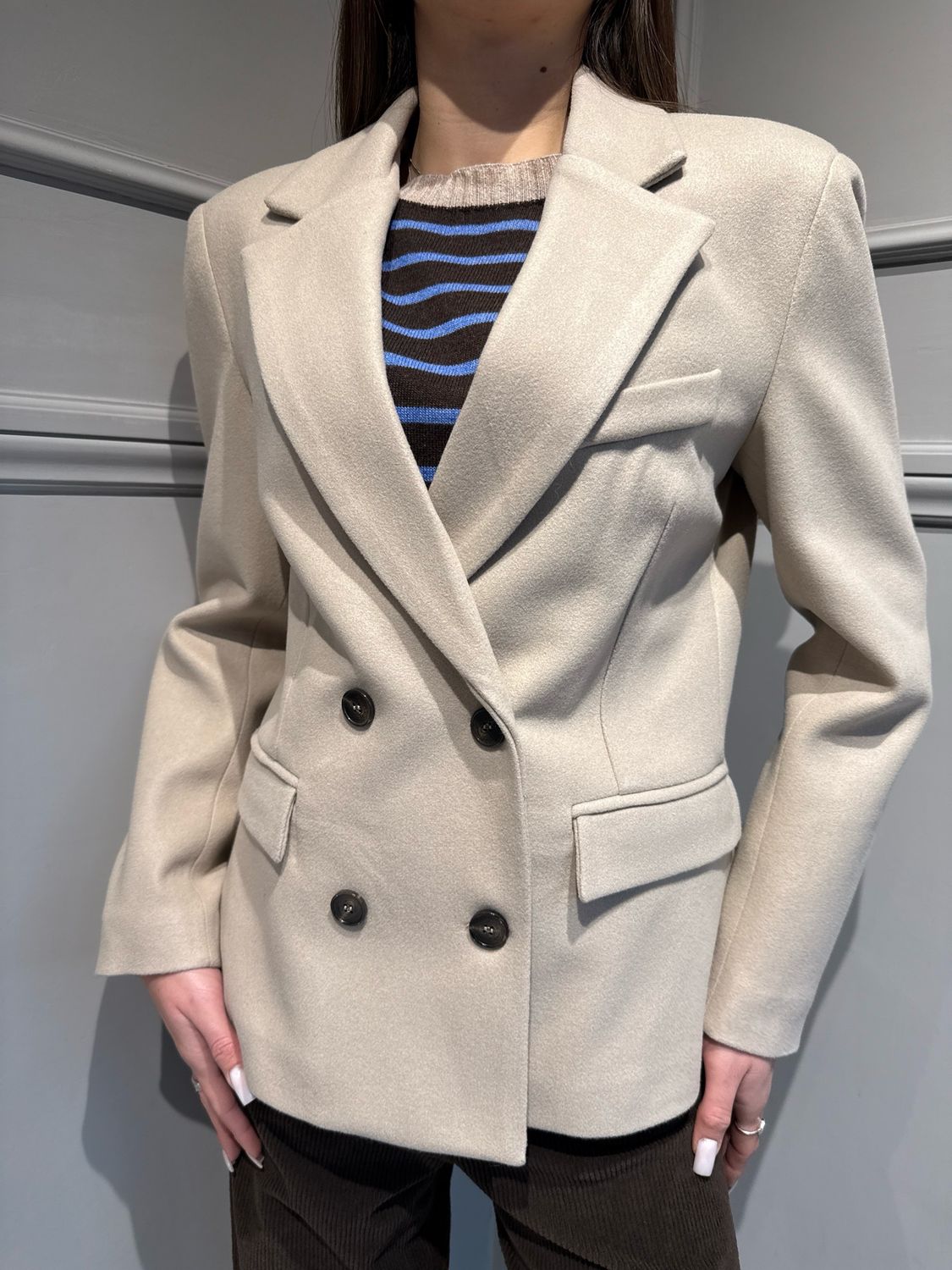 MOTEL - giacca cappotto avvitata, doppiopetto 26B1531 beige