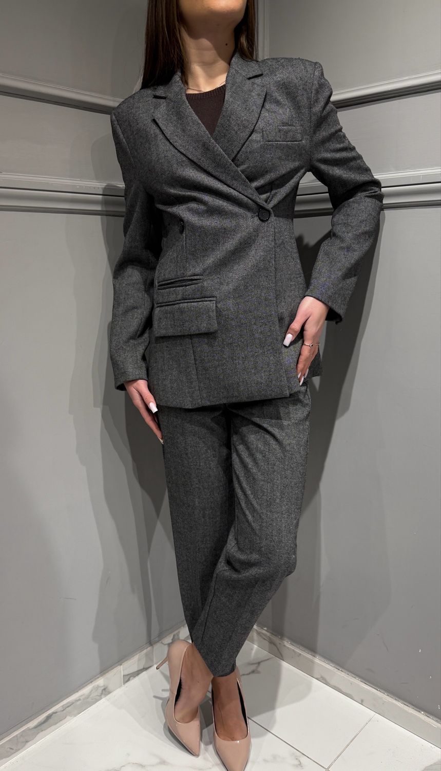 VICOLO - giacca a doppiopetto spigata TF2041 - grigio/nero