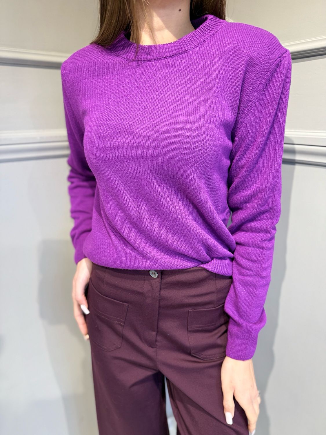 TENSIONE IN - maglia con spalline D81026/APP5 melanzana