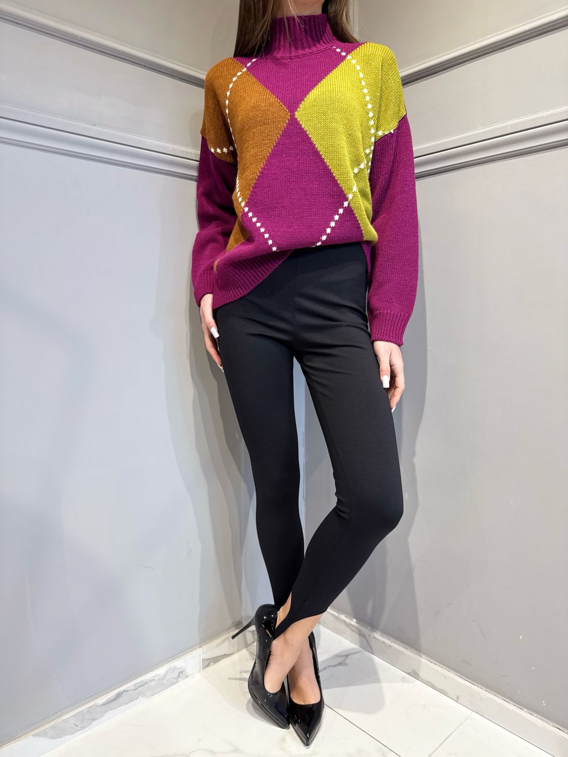 VICOLO - leggings in punto Milano con staffa TF1759 nero