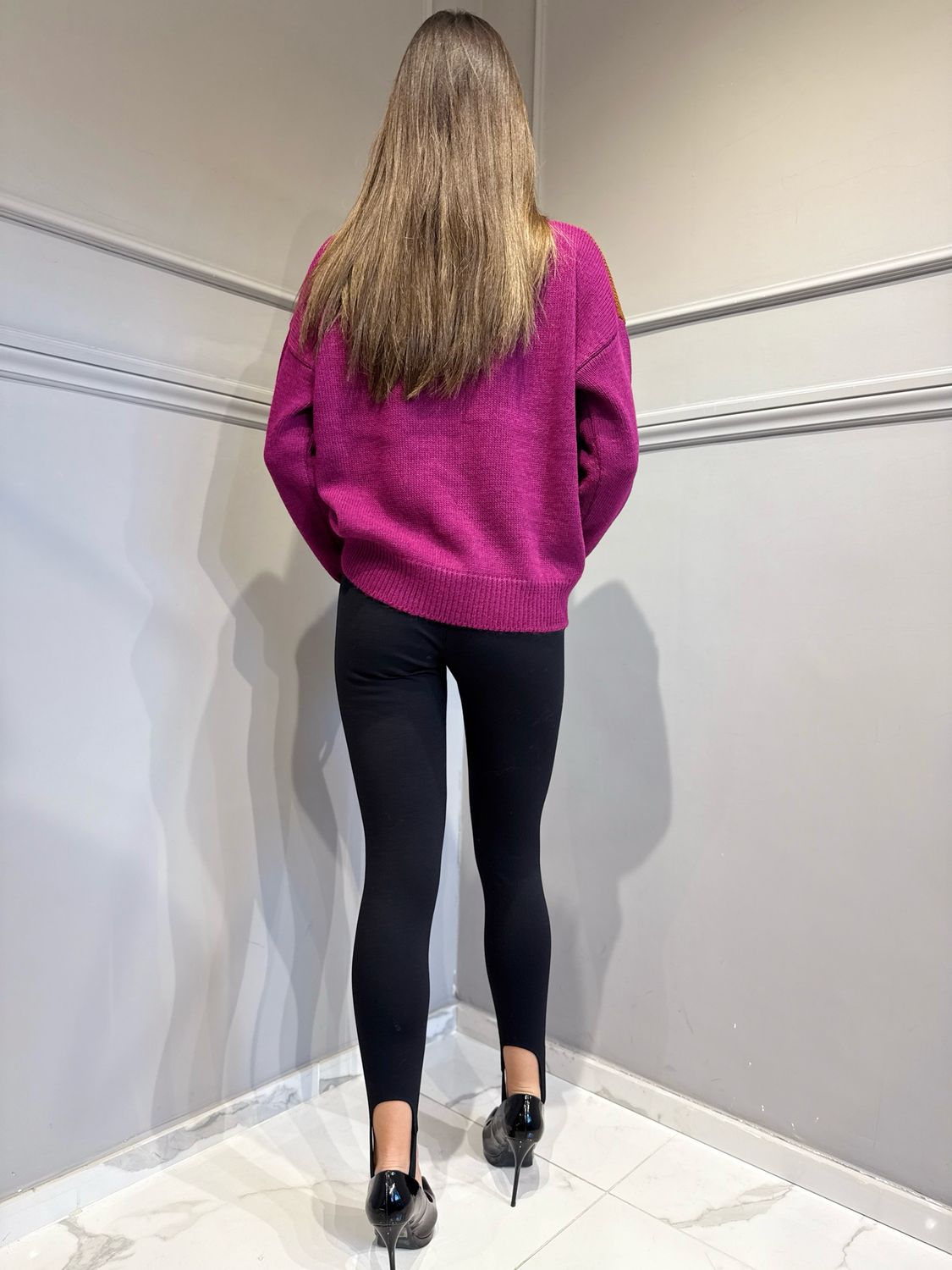 VICOLO - leggings in punto Milano con staffa TF1759 nero