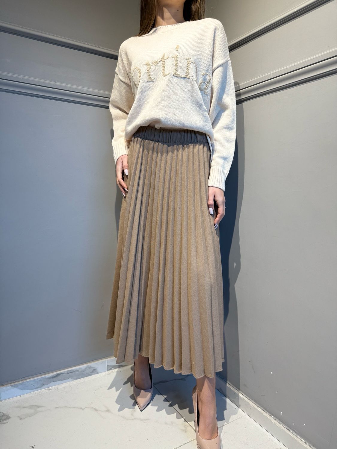 VICOLO - gonna plisse’ soleil con elastico in vita TF2193 cacha