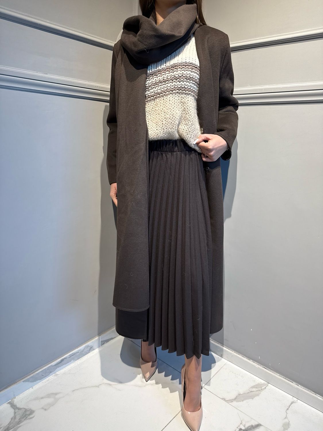 VICOLO - gonna lunga plisse’ soleil TF2193 moro