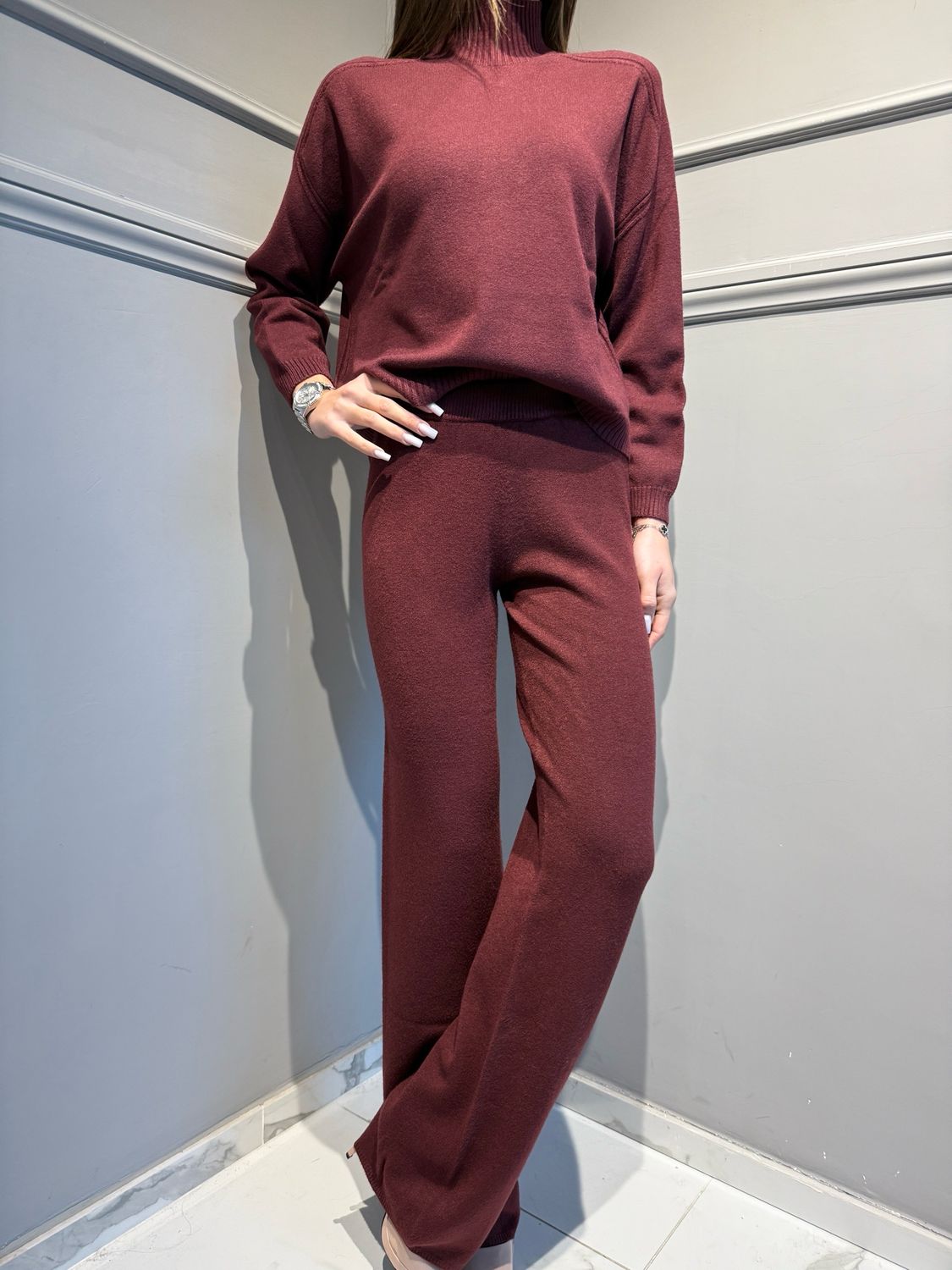 VICOLO - pantalone in maglia 77372F bordeaux