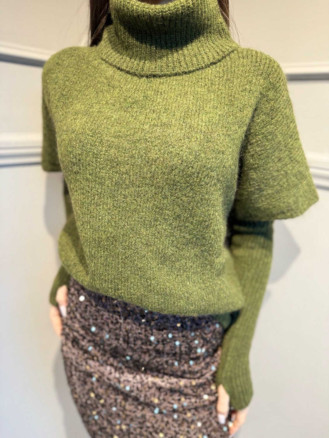 MOTEL - maglia con manicotti 25A1250 verde militare