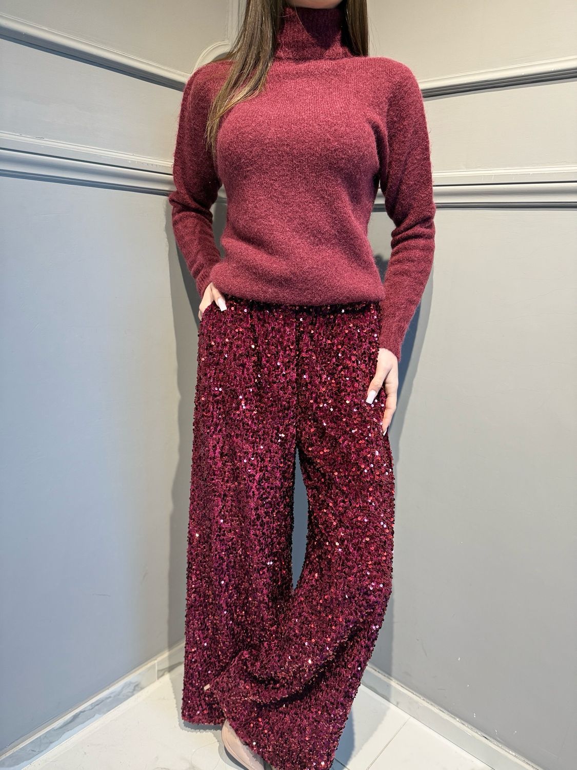 TENSIONE IN - maglia in mohair D82119 bordeaux