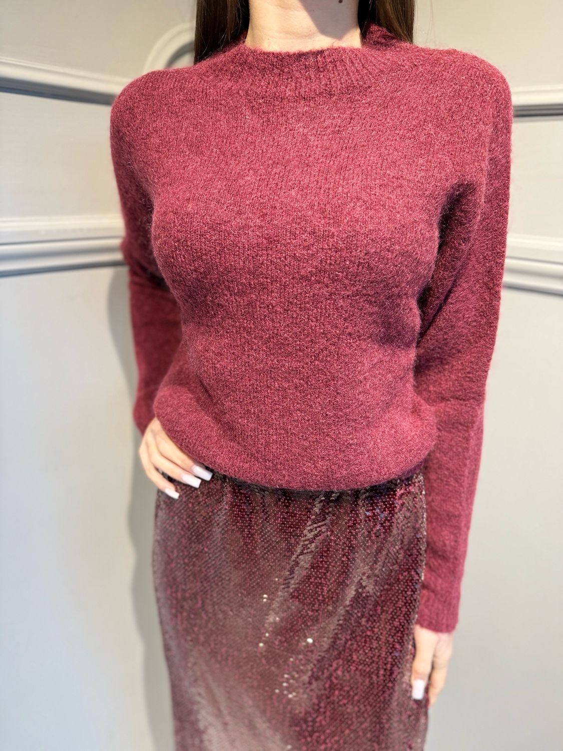 TENSIONE IN - maglia in mohair D70785AI25 bordeaux