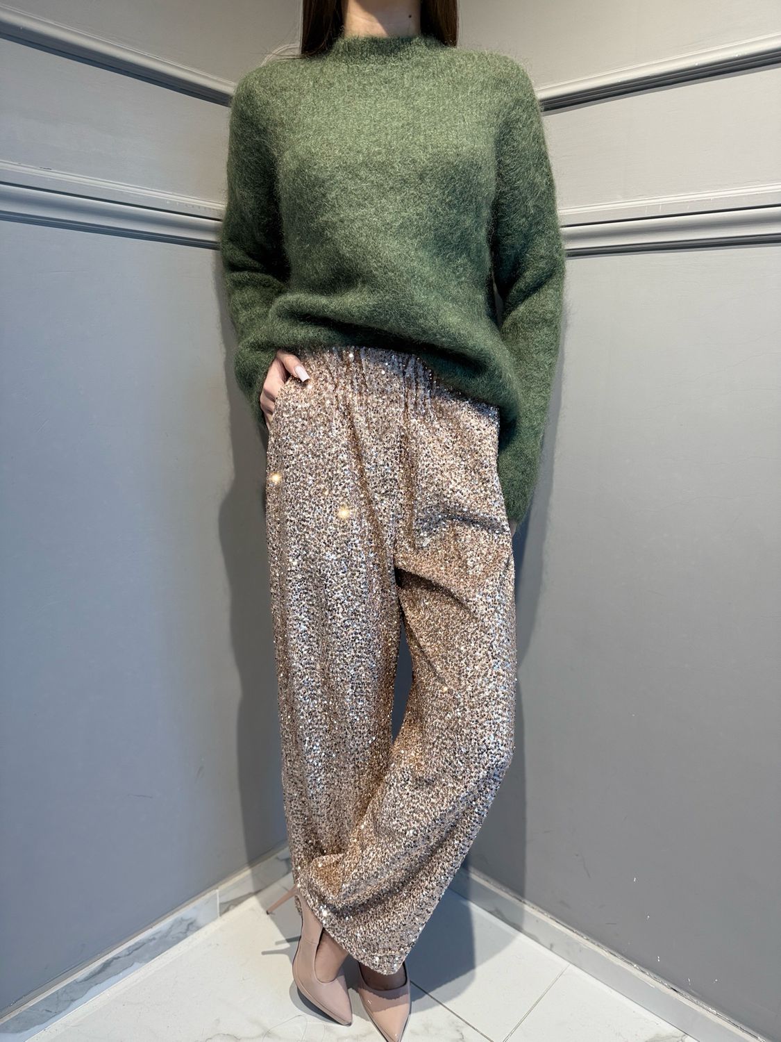 TENSIONE IN - maglia in mohair 26008 verde