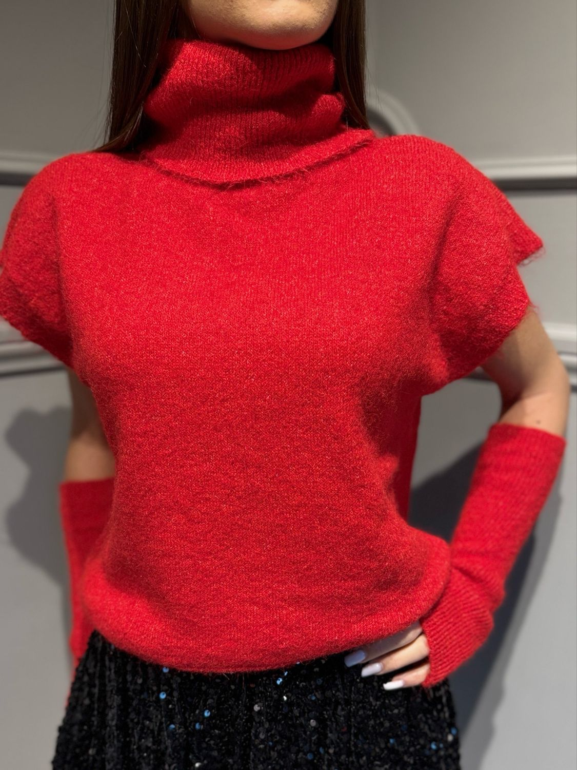 TENSIONE IN - maglia con manicotti 26030 rosso