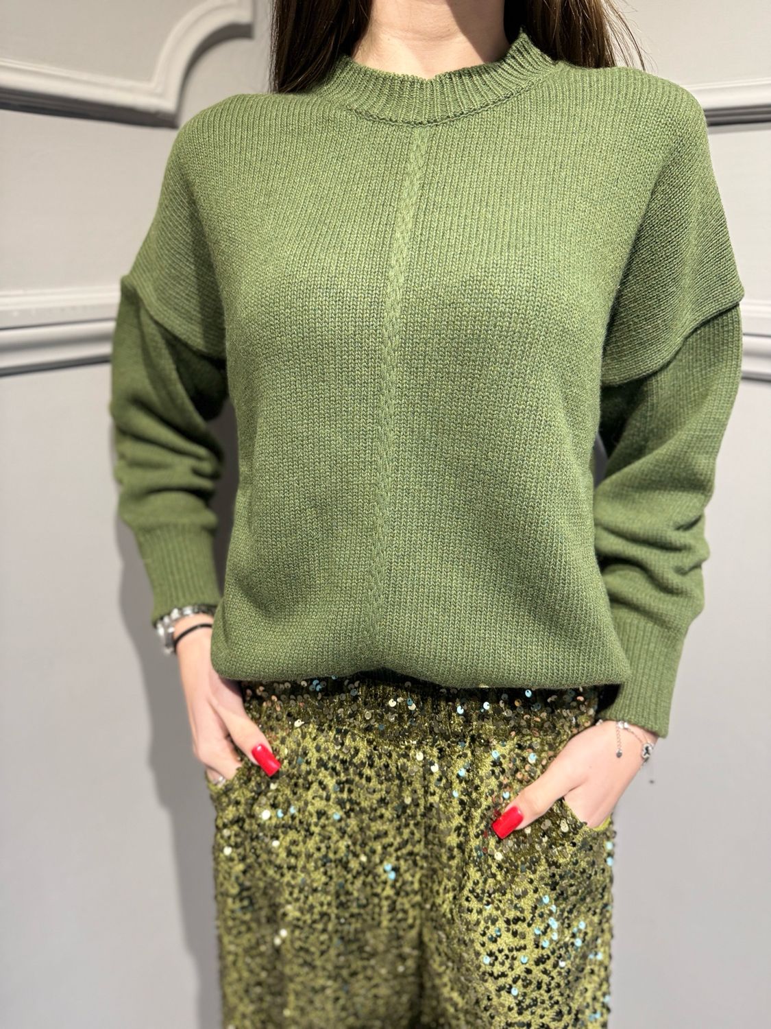 VICOLO - maglia girocollo verde