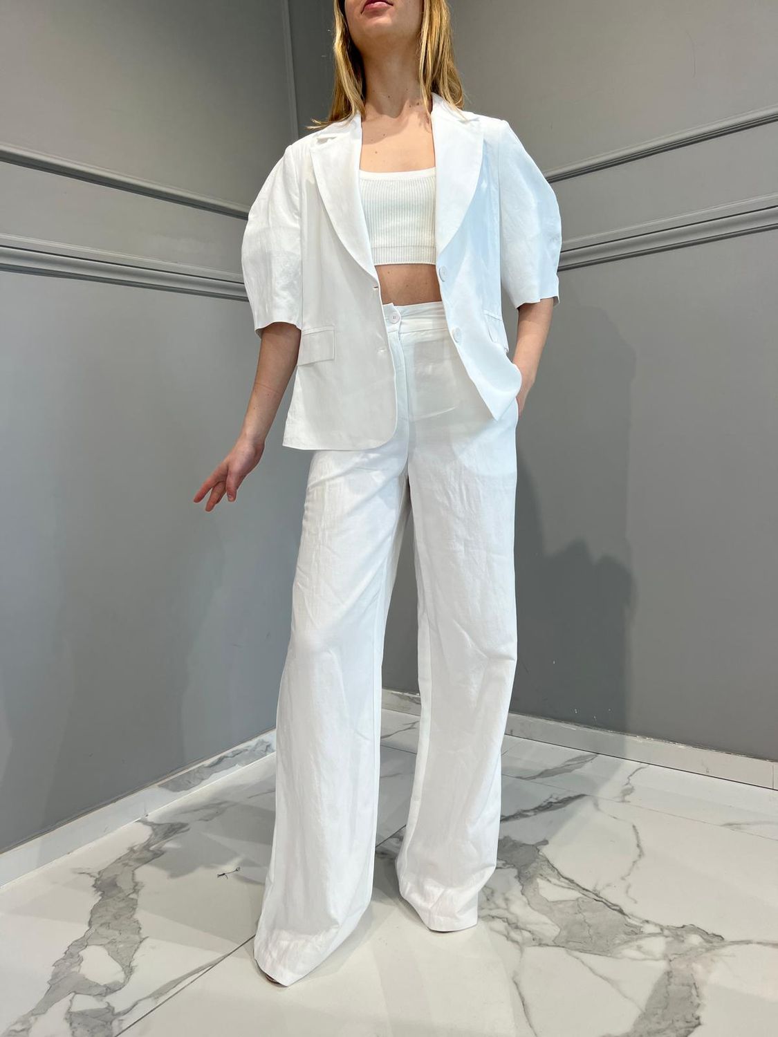 Tensione In - Giacca manica corta bombata Art. 24B2284 Bianco
