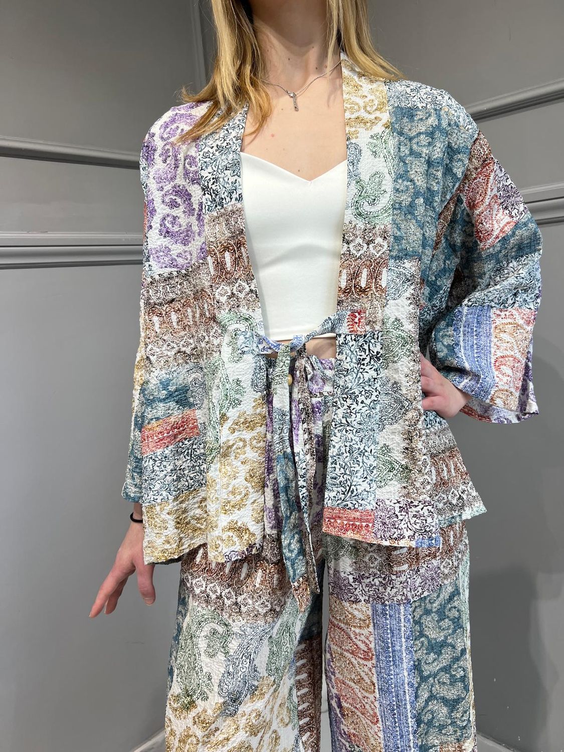 Tensione in-Kimono goffrato fantasia bandana - multicolor  SKU: pe24-7165-138516
