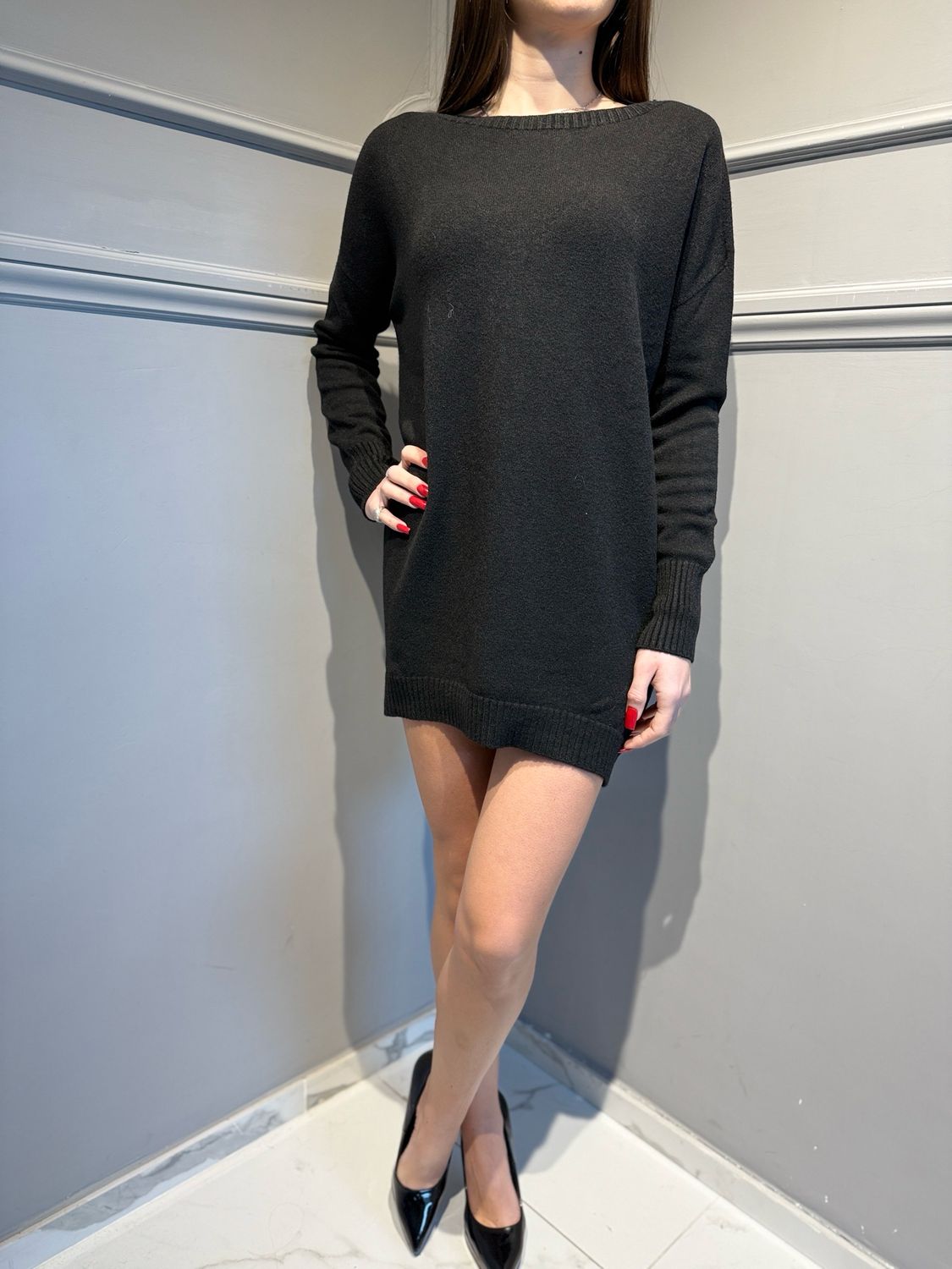 VICOLO - maxi maglia girocollo 77337 nero