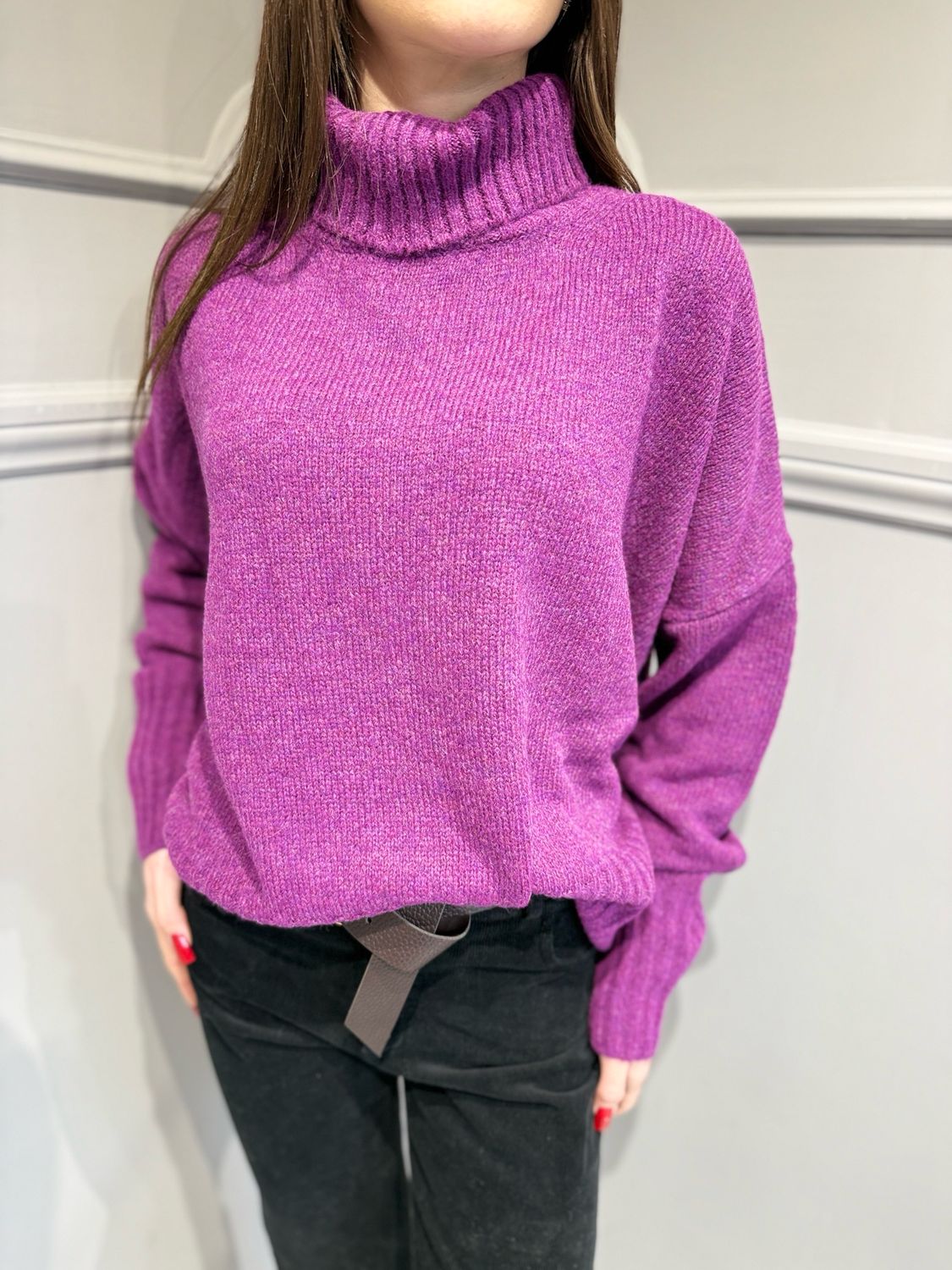 MOTEL - maglia dolcevita a scatoletta over W5HMJ87A373MT lilac