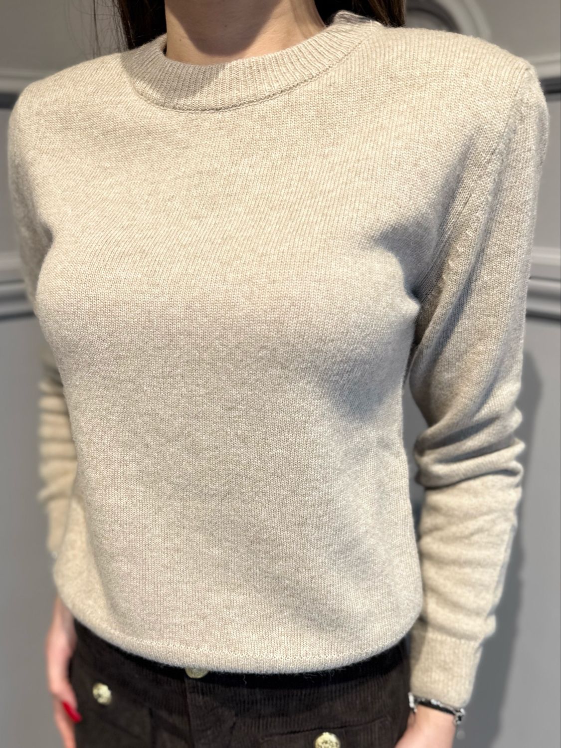 TENSIONE IN - maglia a girocollo con spalline D81026/APP5 sabbia