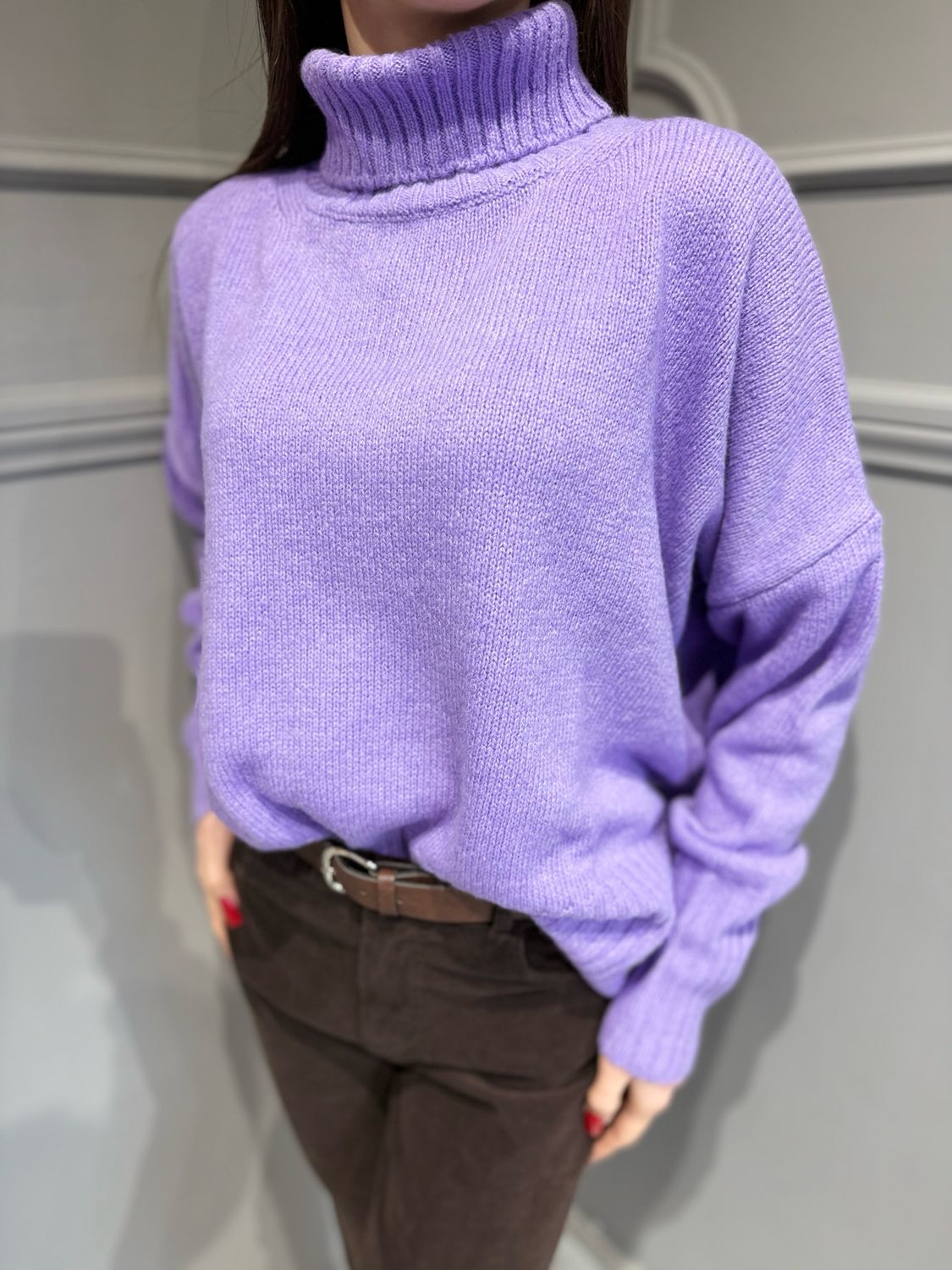 MOTEL - maglia dolcevita a scatoletta over W5HMJ87A373MT lilla