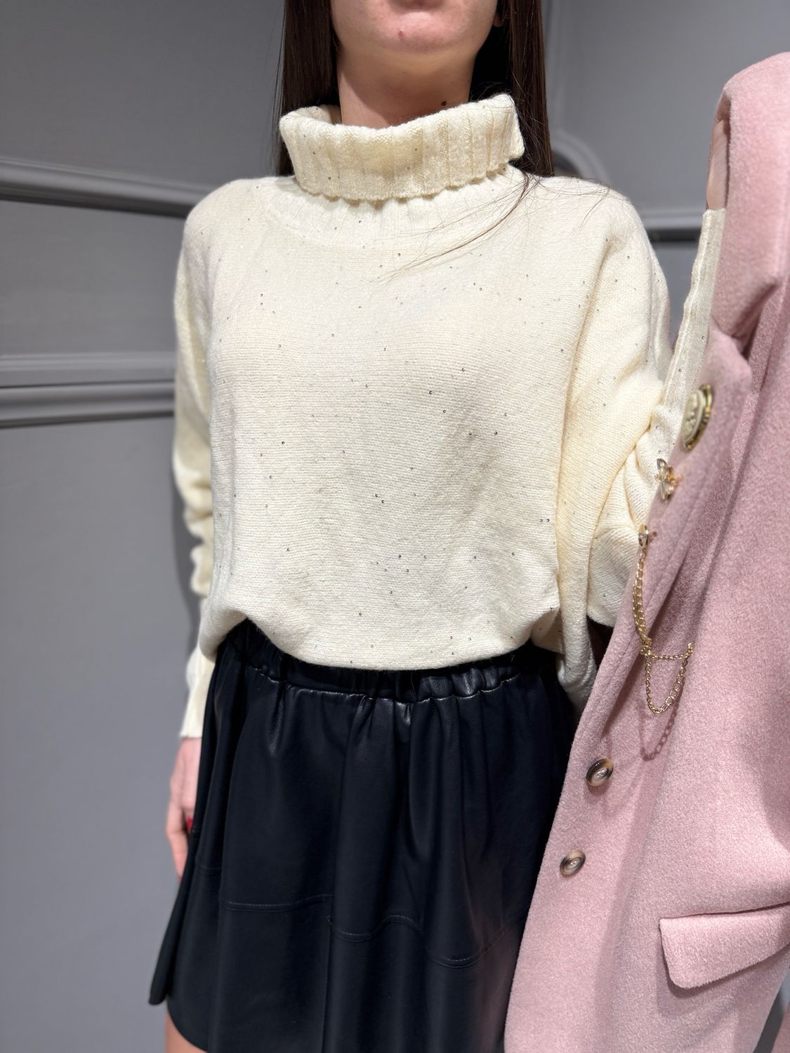 HAVE ONE - maglia over con punti luce burro