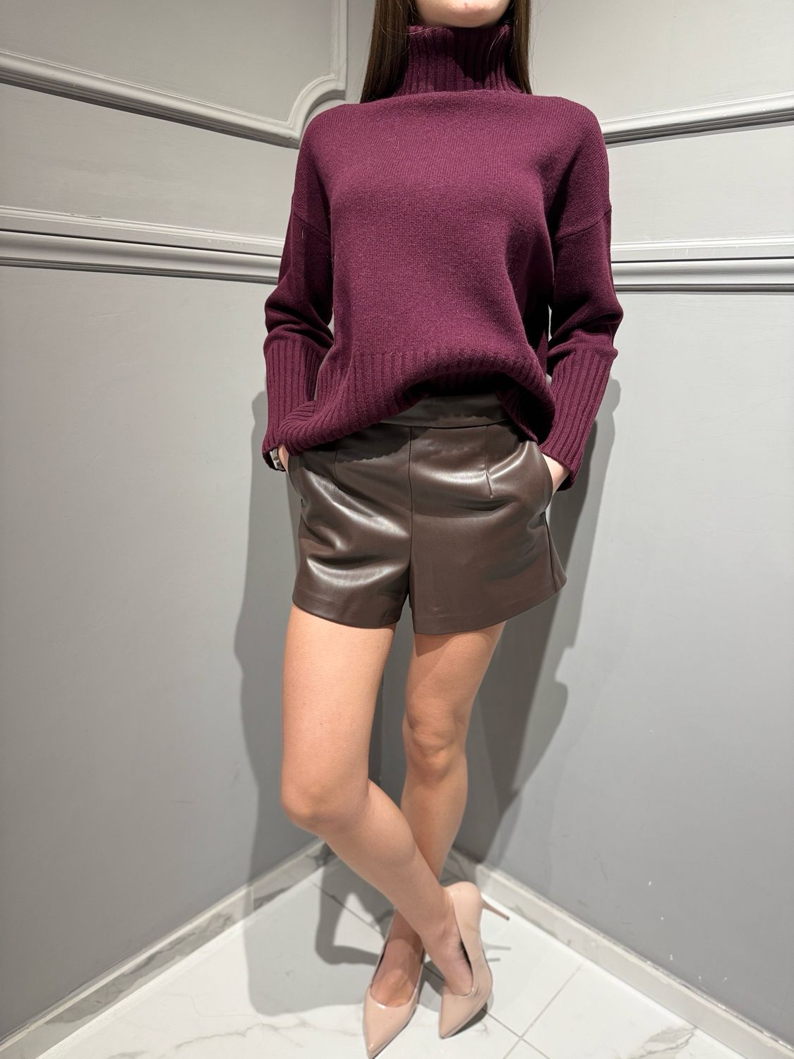 VICOLO - pantaloncini o in ecopelle TR1604 moro