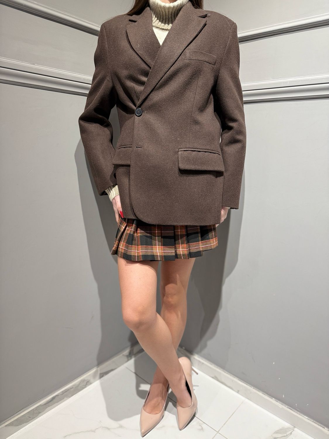 VICOLO - giacca over in panno con doppia abbottonatura TF1947 moro