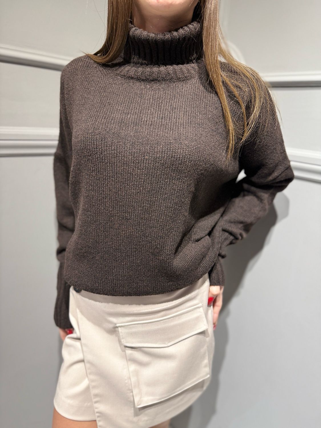 MOTEL - maglia dolcevita a scatoletta over W5HMJ87A373MT Moro