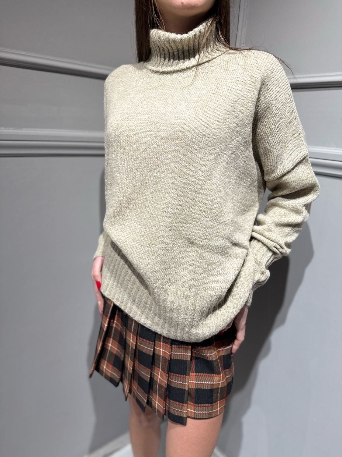 MOTEL - maglia dolcevita a scatoletta over W5HMJ87A373MT beige