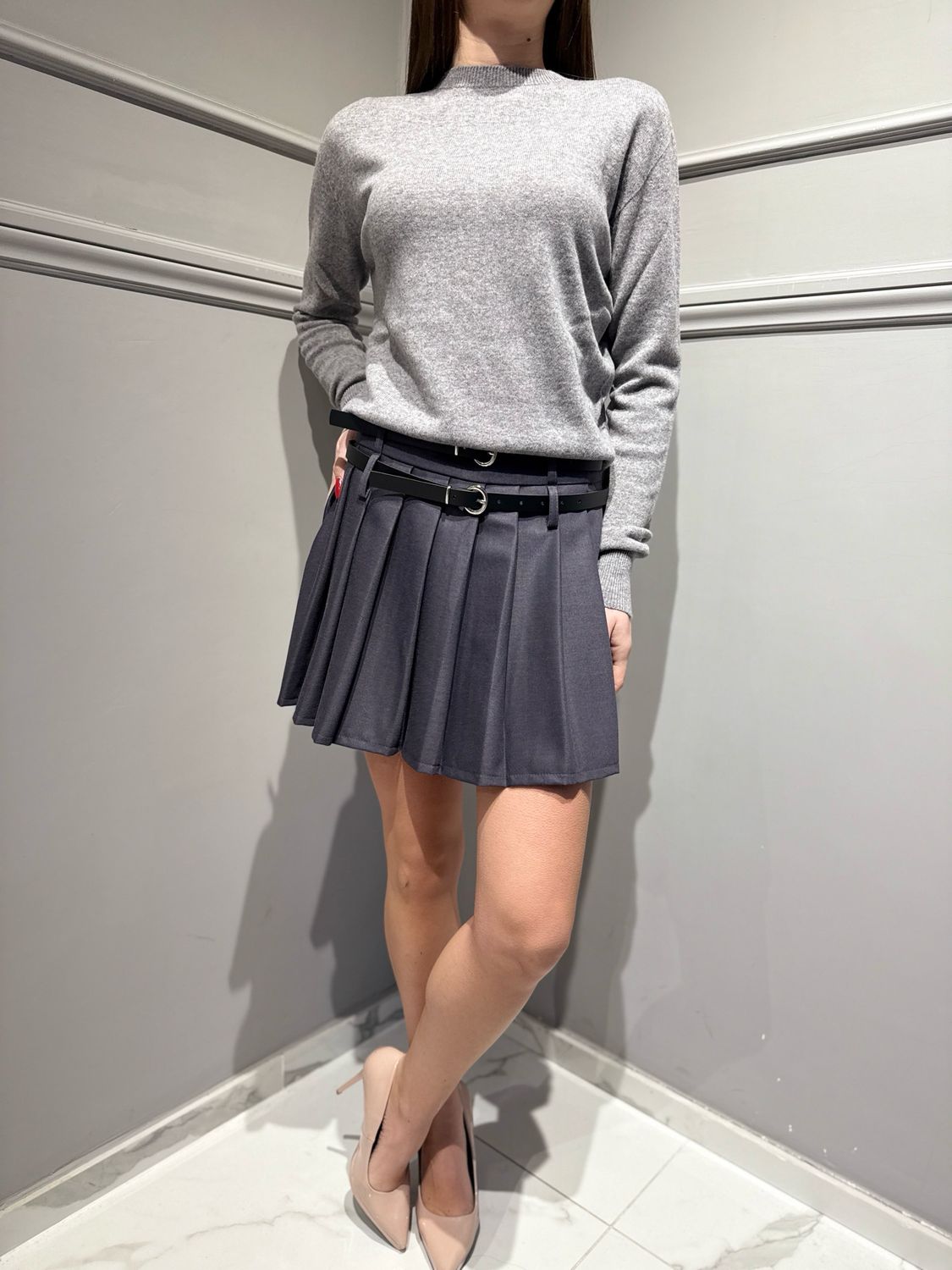 TENSIONE IN - maglia collo alto in pura lana WL104AI25 grigio