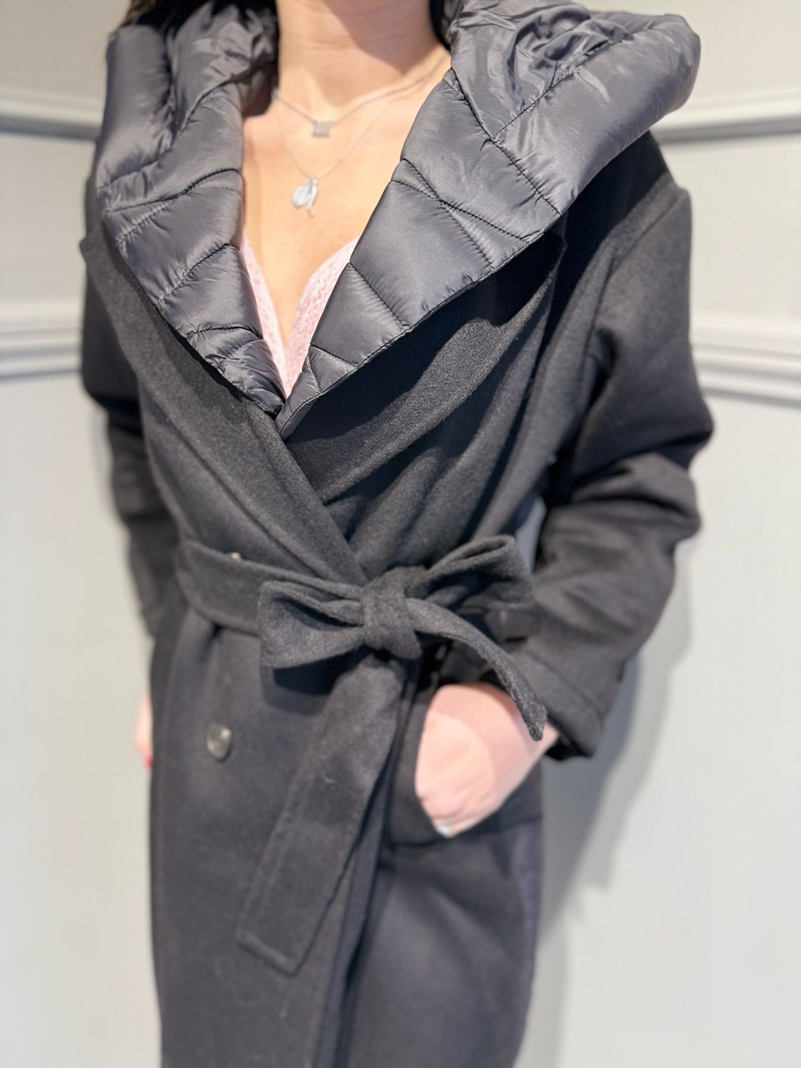 VICOLO - cappotto piumino con cappuccio rimovibile hand Made TF0028 nero