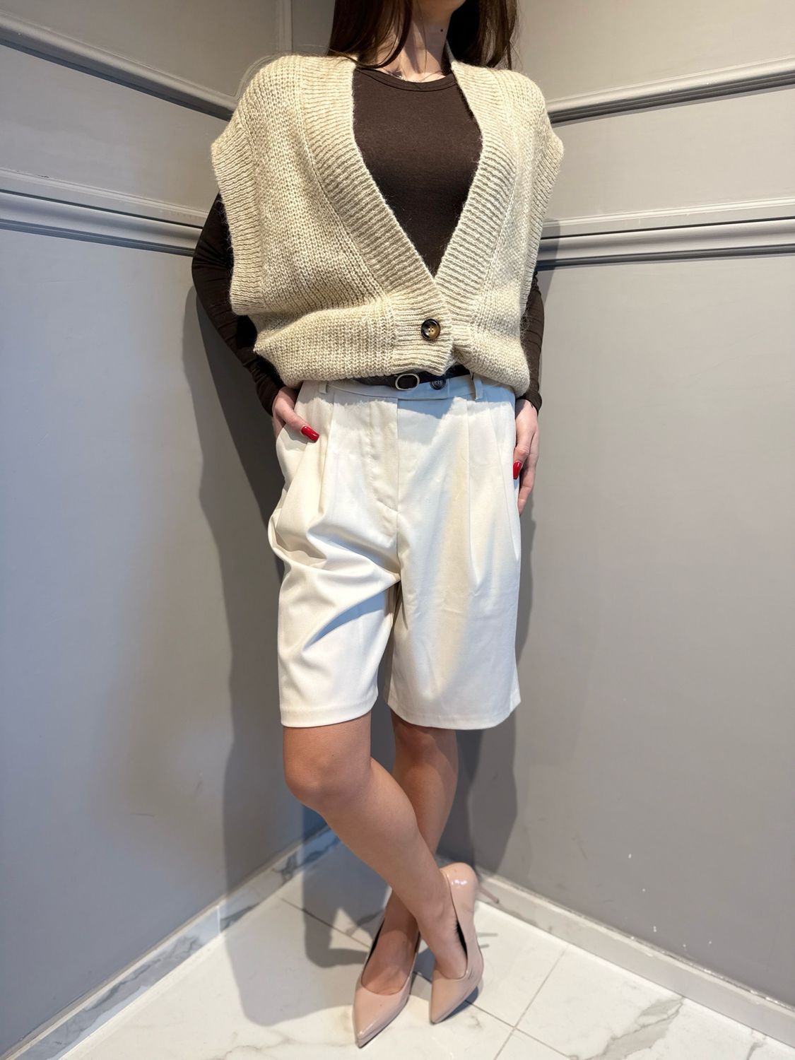 SOUVENIR - bermuda in flanella con pences A30A0788