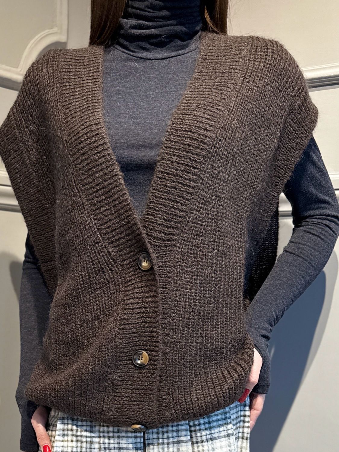 VICOLO - gilet in maglia lungo 55183F moto