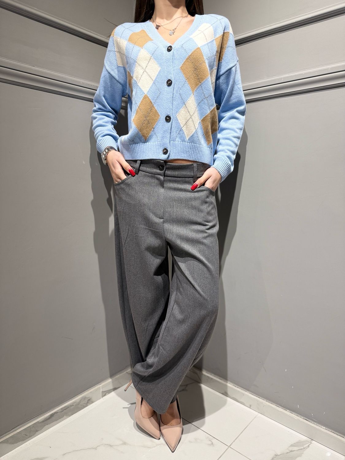 TENSIONE IN - pantalone in flanella Baloon 26P1743 grigio TENSIONE IN - pantalone in flanella Baloon 26P1743 grigio