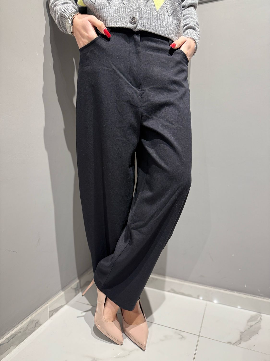 TENSIONE IN - pantalone in flanella Baloon 26p1743 nero