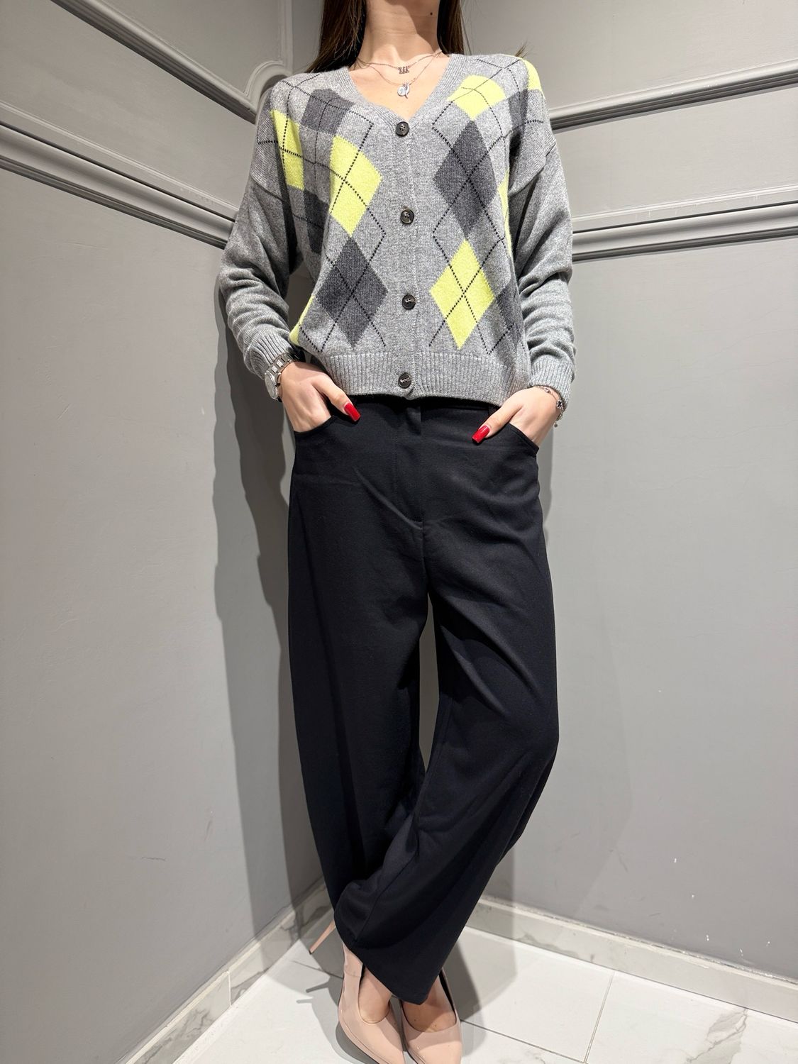 TENSIONE IN - pantalone in flanella Baloon 26p1743 nero TENSIONE IN - pantalone in flanella Baloon 26p1743 nero