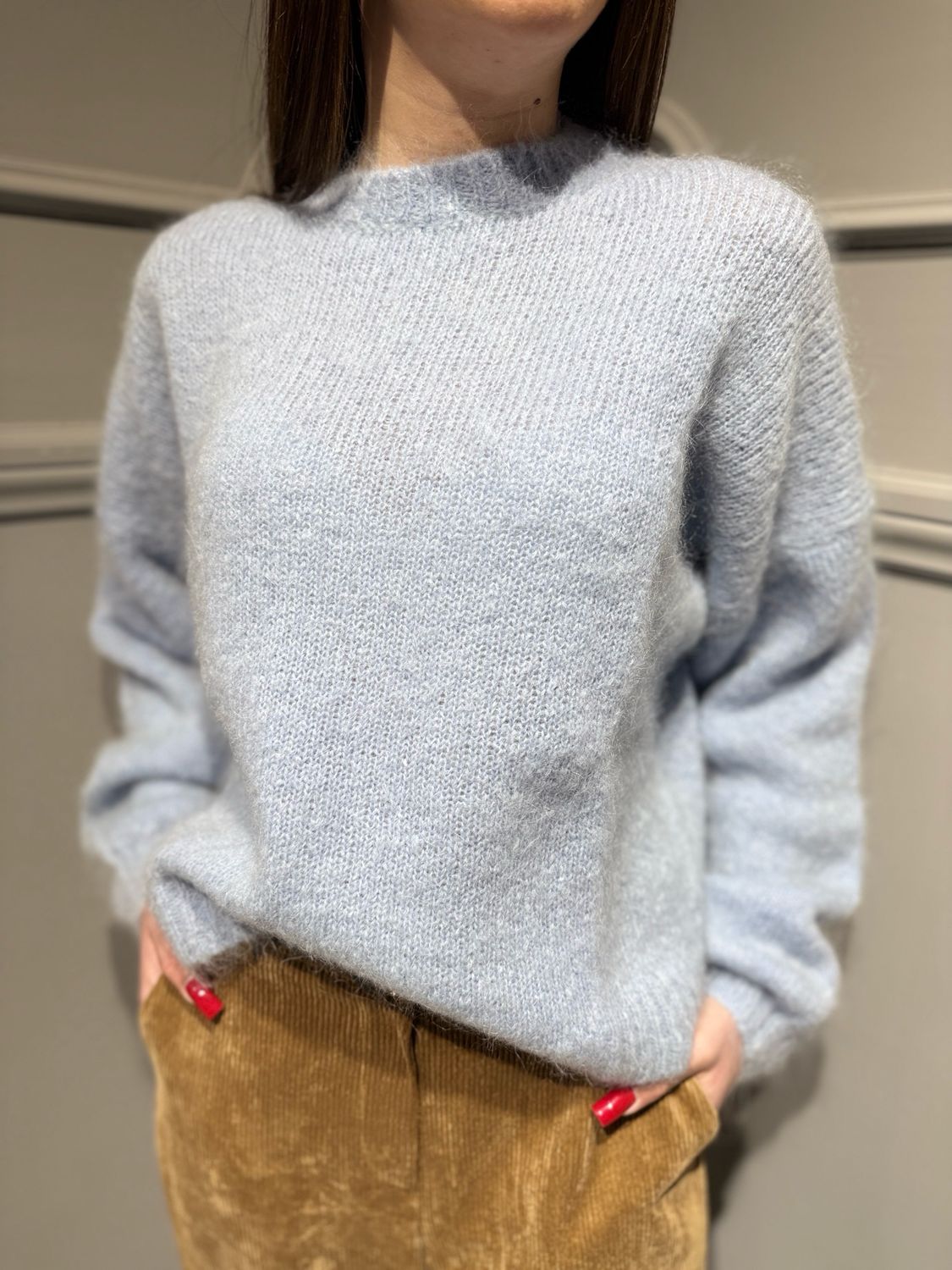 TENSIONE IN - maglia in mohair con maniche a palloncino 252PA9393 azzurro spazio TENSIONE IN - maglia in mohair con maniche a palloncino 252PA9393 azzurro spazio