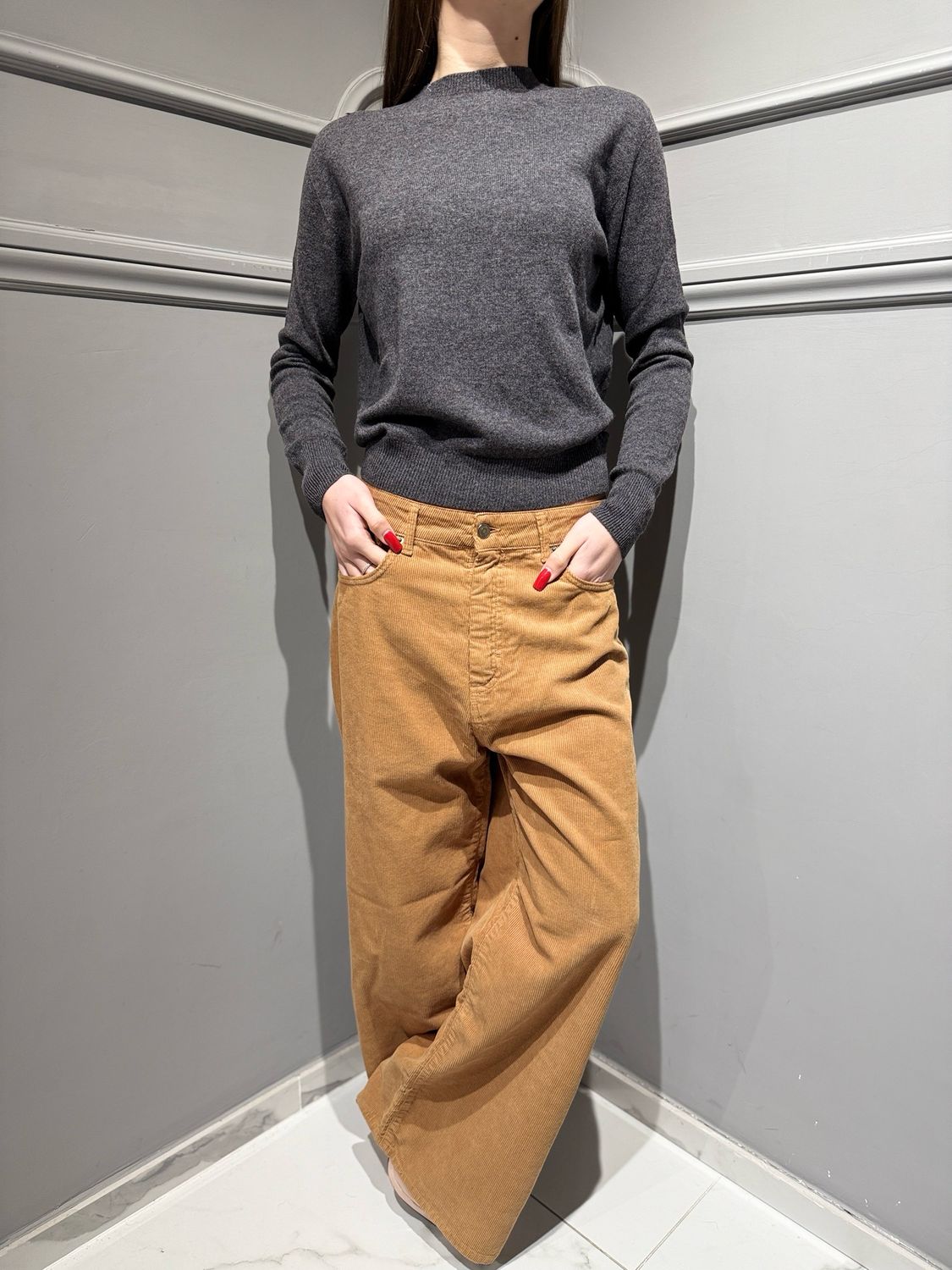 TENSIONE IN - maglia girocollo in pura lana WL104AI25 antracite
