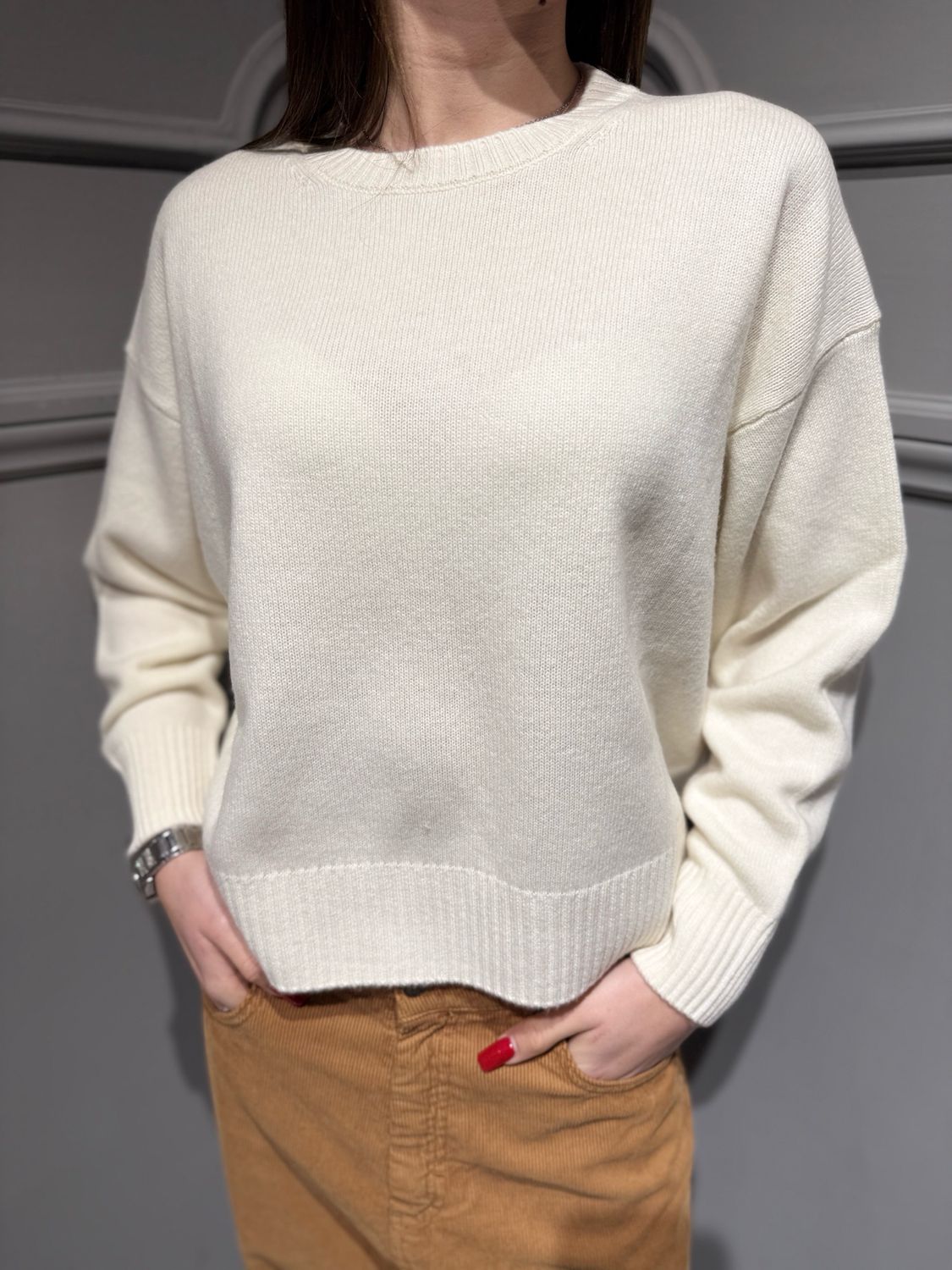 TENSIONE IN - maglia in pura lana girocollo WL788AI25 panna TENSIONE IN - maglia in pura lana girocollo WL788AI25 panna