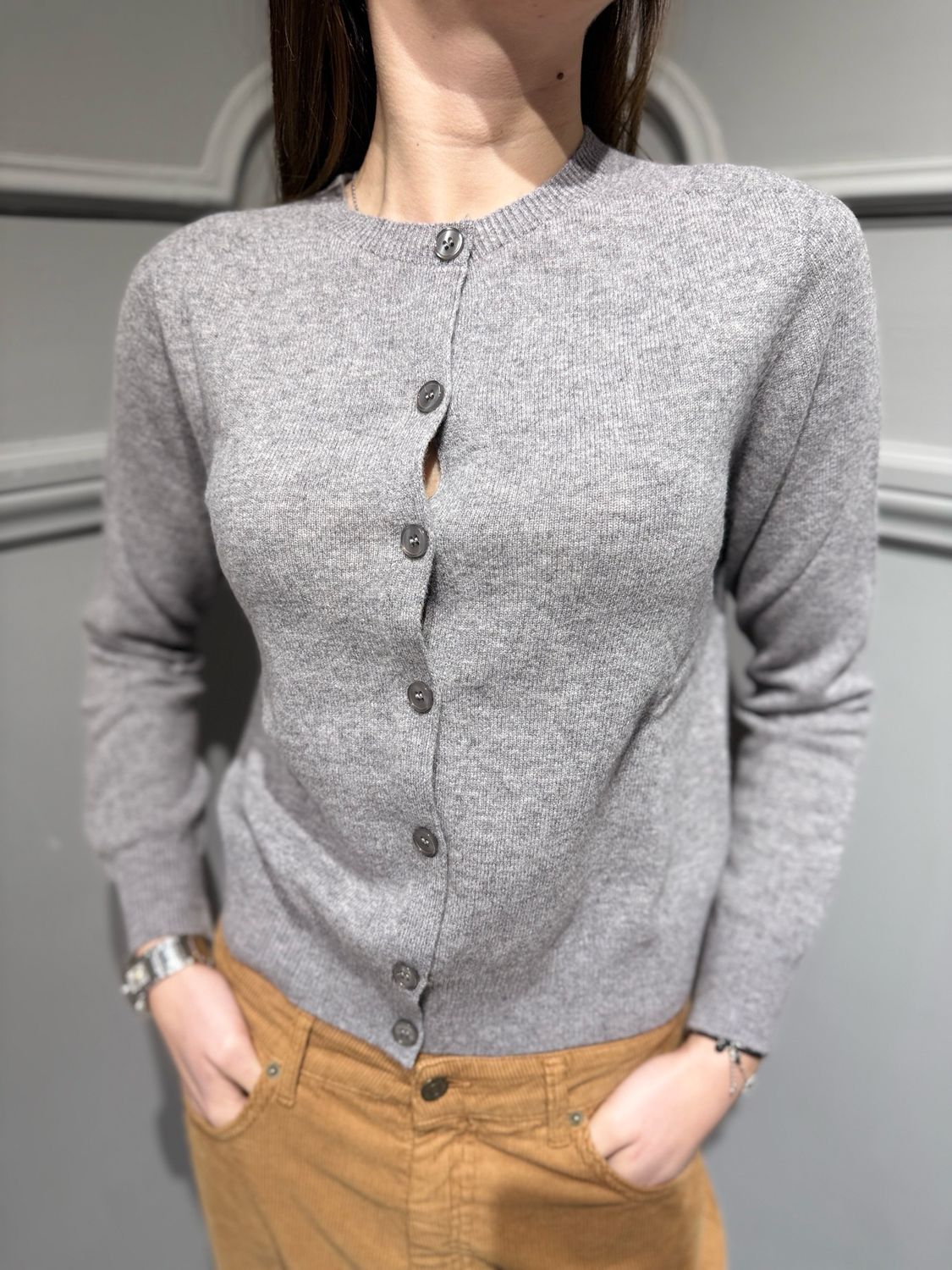 TENSIONE IN - cardigan in pura lana WL145AI25 grigio TENSIONE IN - cardigan in pura lana WL145AI25 grigio