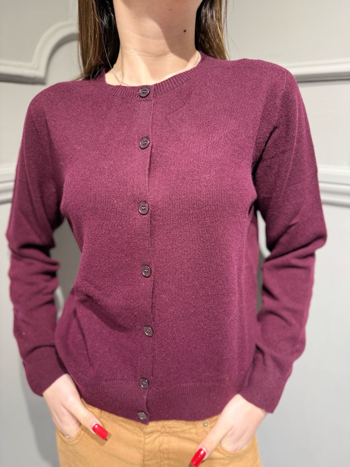 TENSIONE IN - cardigan in pura lana WL145AI25 bordeaux TENSIONE IN - cardigan in pura lana WL145AI25 bordeaux