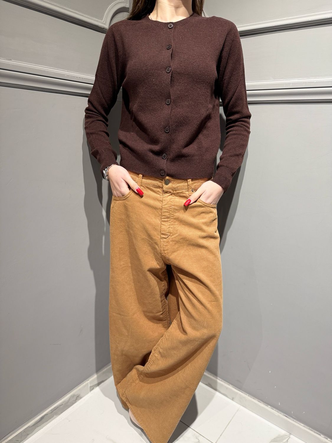 TENSIONE IN - cardigan in pura lana WL145AI25 moro