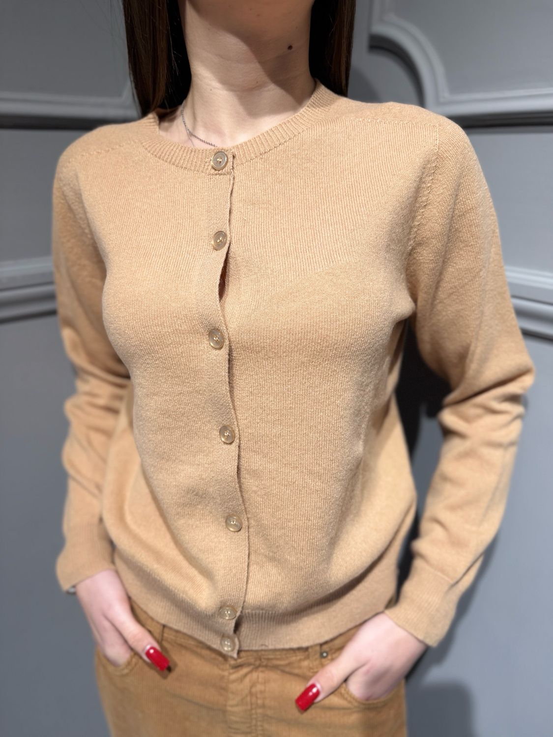 TENSIONE IN - cardigan in pura lana WL145AI25 camel TENSIONE IN - cardigan in pura lana WL145AI25 camel