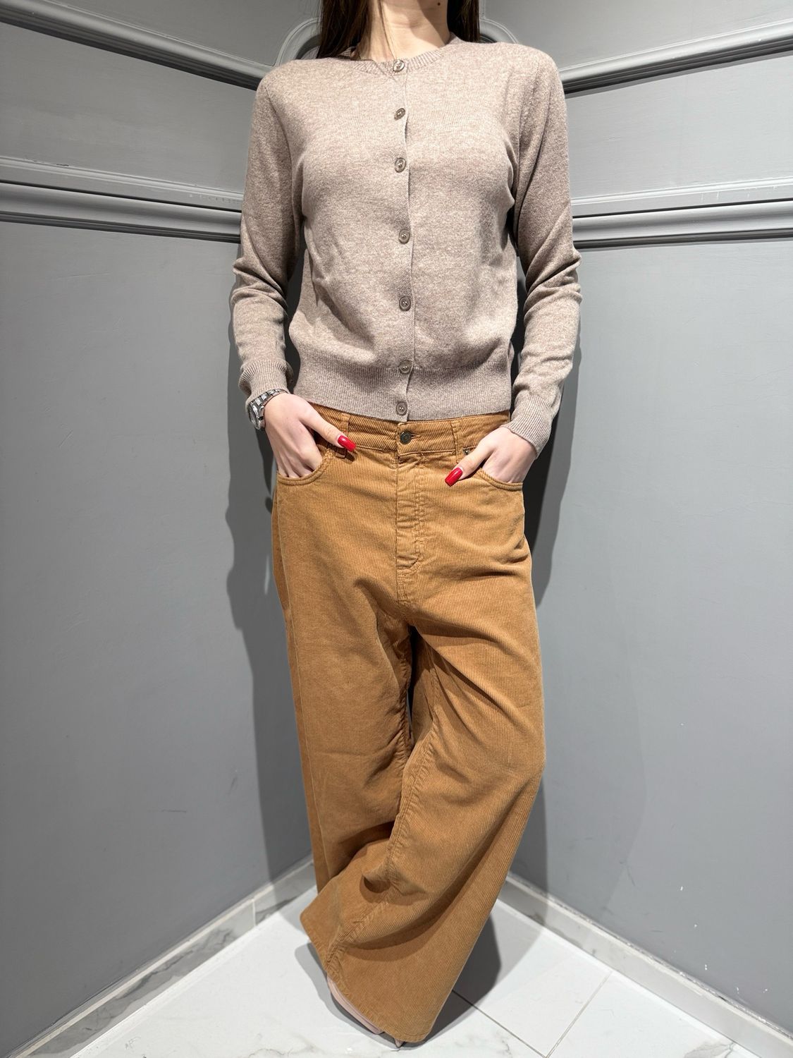 TENSIONE IN - cardigan in pura lana WL145AI25 beige