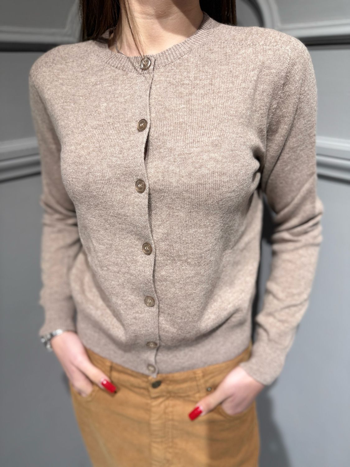 TENSIONE IN - cardigan in pura lana WL145AI25 beige TENSIONE IN - cardigan in pura lana WL145AI25 beige