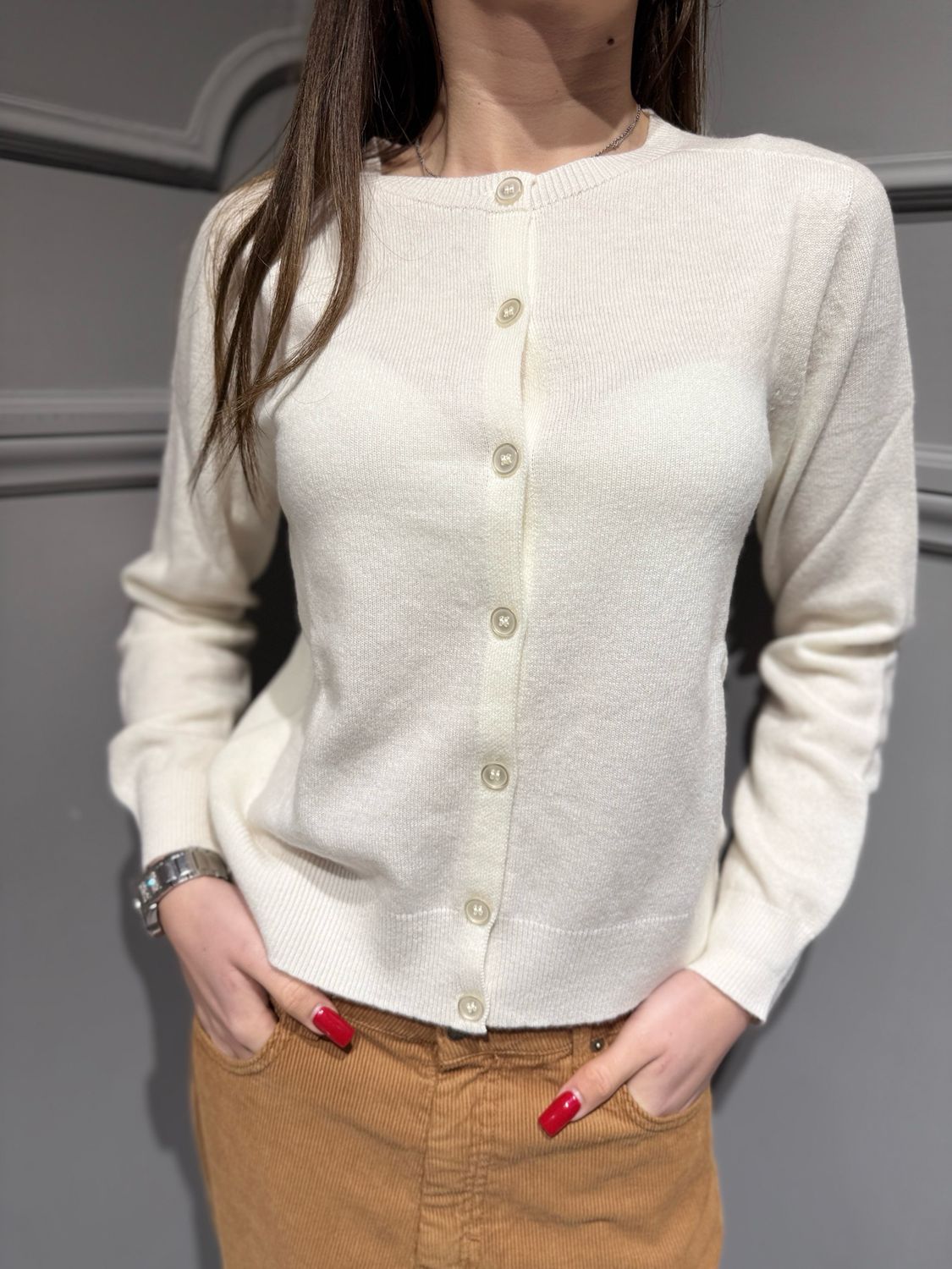 TENSIONE IN - cardigan in pura lana WL145AI25 panna TENSIONE IN - cardigan in pura lana WL145AI25 panna