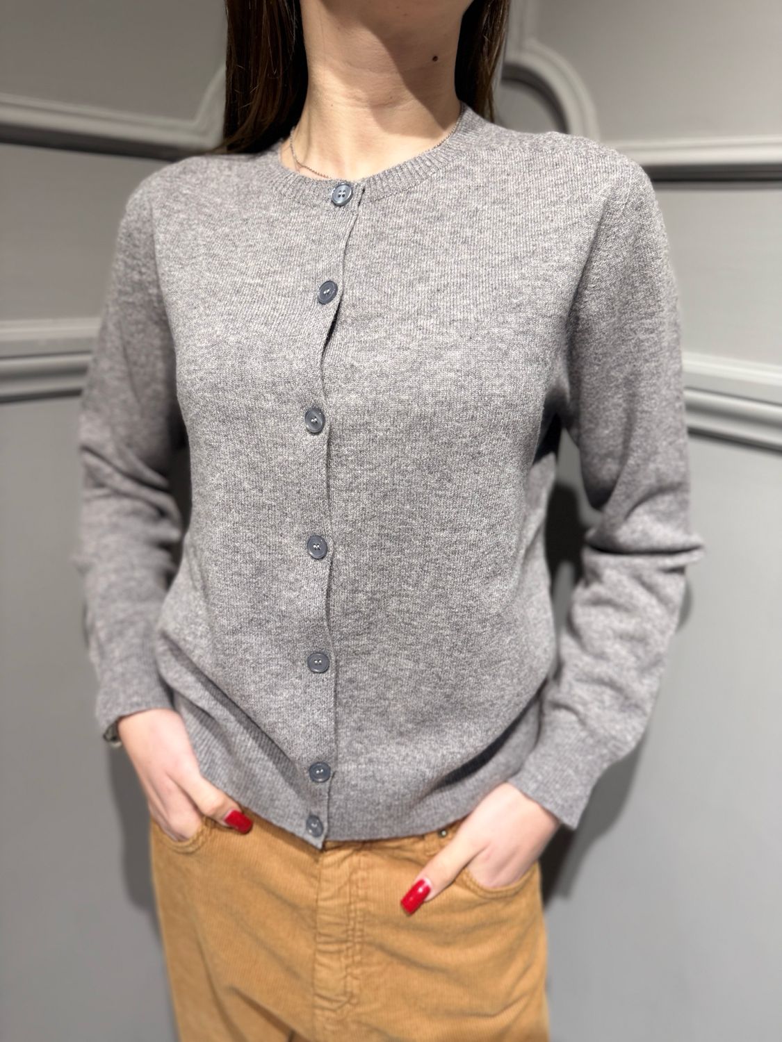 TENSIONE IN - cardigan in pura lana WL145AI25 grigio TENSIONE IN - cardigan in pura lana WL145AI25 grigio